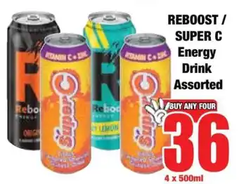 Boxer REBOOST / SUPER C Energy Drink Assorted offer