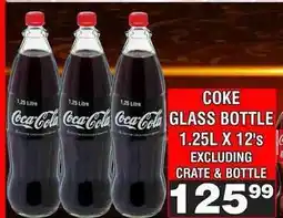 Advance Cash n Carry COKE GLASS BOTTLE 1.25L X 12's offer
