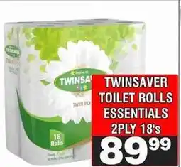 Advance Cash n Carry TWINSAVER TOILET ROLLS ESSENTIALS 2PLY 18's offer