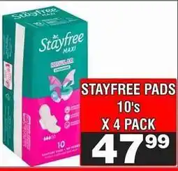 Advance Cash n Carry STAYFREE PADS 10's X 4 PACK offer