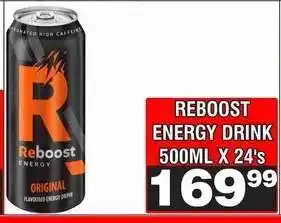 Advance Cash n Carry REBOOST ENERGY DRINK 500ML X 24's offer