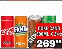 Advance Cash n Carry Coke Cans 300ml x 24's offer