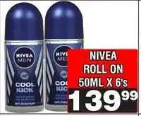 Advance Cash n Carry NIVEA ROLL ON 50ML X 6's offer