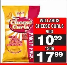 Advance Cash n Carry WILLARDS CHEESE CURLS 90G offer
