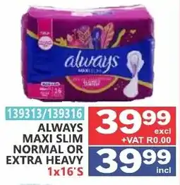 Arrow Cash And Carry Always maxi slim normal or extra heavy offer