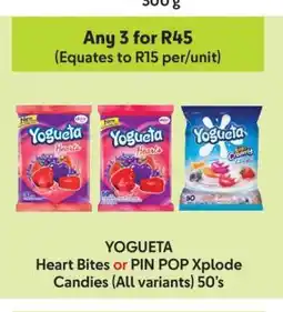 Makro YOGUETA Heart Bites or PIN POP Xplode Candies (All variants) 50’s offer