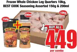 Boxer Frozen Whole Chicken Leg Quarters 10kg, BEST COOK Seasoning Assorted 150g & 200ml offer