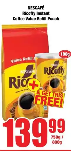 Boxer NESCAFÉ Ricoffy Instant Coffee Value Refill Pouch offer
