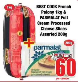 Boxer BEST COOK French Polony 1kg & PARMALAT Full Cream Processed Cheese Slices Assorted 200g offer