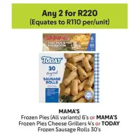 Makro MAMA'S Frozen Pies or TODAY Frozen Sausage Rolls offer