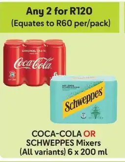 Makro COCA-COLA or SCHWEPPES Mixers offer