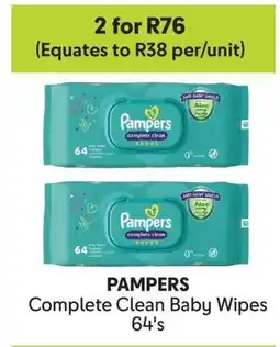 Makro PAMPERS Complete Clean Baby Wipes 64's offer