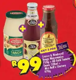 Shoprite Crosse & Blackwell Tangy Mayonnaise + All Gold Tomato Sauce + Mrs Ball's Chutney offer