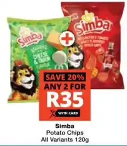 Checkers Simba Potato Chips All Variants offer