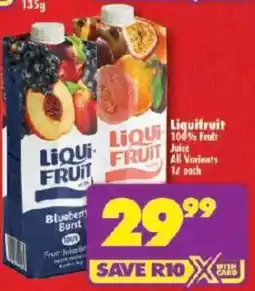 Shoprite Liquifruit 100% Fruit Juice All Variants offer