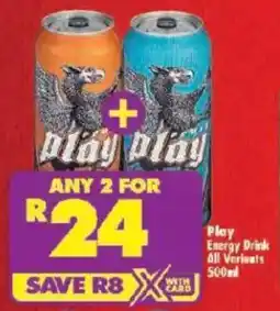 Shoprite Play Energy Drink All Variants offer