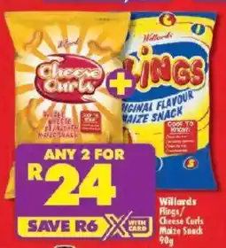 Shoprite Willards Flings/ Cheese Curls Maize Snack offer