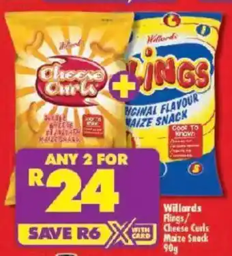 Shoprite Willards Flings/ Cheese Curls Maize Snack offer