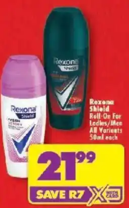 Shoprite Rexona Shield Roll-On For Ladies/ Men All Variants offer