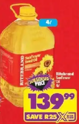 Shoprite Ritebrand Sunflower Seed Oil offer