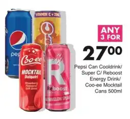 Save Pepsi Can Cooldrink/ Super C/Reboost Energy Drink/ Coo-ee Mocktail Cans offer