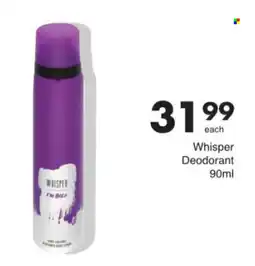 Save Whisper Deodorant offer