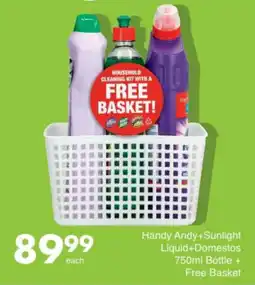 Save Handy Andy + Sunlight Liquid + Domestos Bottle + Free Basket offer