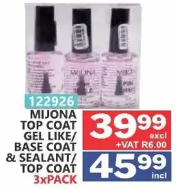Arrow Cash And Carry Mijona top coat gel like/ base coat & sealant/ top coat offer