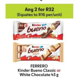 Makro FERRERO Kinder Bueno Classic or White Chocolate 43 g offer