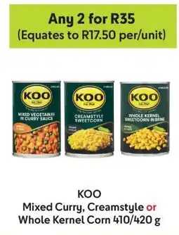 Makro KOO Mixed Curry, Creamstyle or Whole Kernel Corn 410/420 g offer