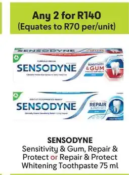 Makro SENSODYNE Sensitivity & Gum, Repair & Protect or Repair & Protect Whitening Toothpaste 75 ml offer