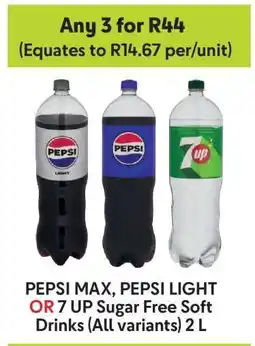 Makro PEPSI MAX, PEPSI LIGHT OR 7 UP Sugar Free Soft Drinks offer