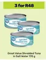 Game Great Value Shredded Tuna in Salt Water 170 g offer