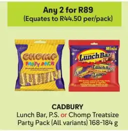 Makro CADBURY Lunch Bar, P.S. or Chomp Treatsize Party Pack offer