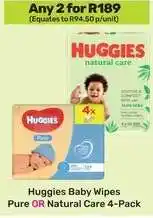 Game Huggies Baby Wipes Pure OR Natural Care 4-Pack offer
