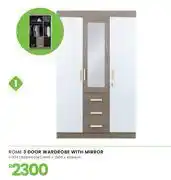 Fair Price Rome 3 Door Wardrobe With Mirror 1950 x 1200 x 420mm 1-275 offer