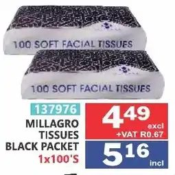 Arrow Cash And Carry Millagro tissues black packet offer