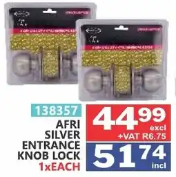 Arrow Cash And Carry Afri silver entrance knob lock offer