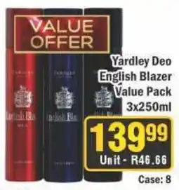 J&E Cash and Carry Yardley Deo English Blazer Value Pack offer