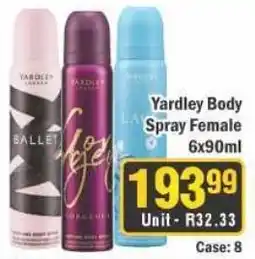 J&E Cash and Carry Yardley Body Spray Female offer
