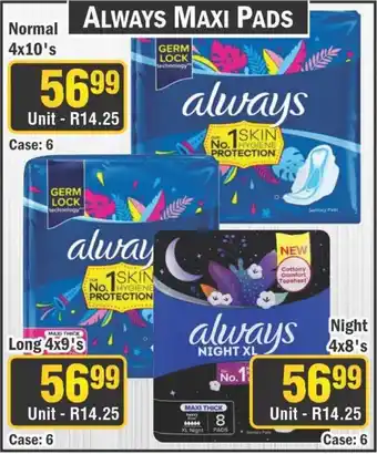 J&E Cash and Carry Always maxi pads offer