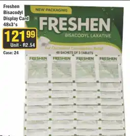 J&E Cash and Carry Freshen Bisacodyl Display Card offer
