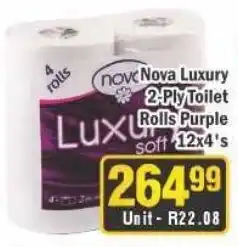 J&E Cash and Carry Nova Luxury 2-Ply Toilet Rolls Purple offer