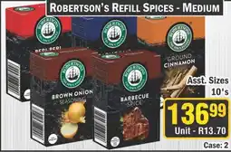 J&E Cash and Carry Robertson's refill spices offer