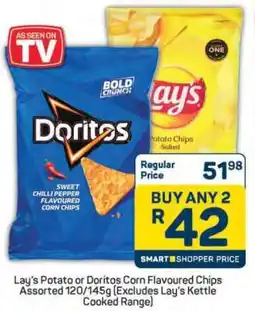 Pick n Pay Lay's Potato or Doritos Corn Flavoured Chips Assorted 120/145g offer