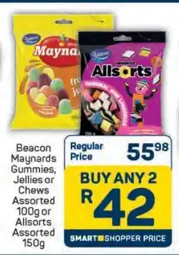 Pick n Pay Beacon Maynards Gummies, Jellies or Chews Assorted 100g or Allsorts Assorted 150g offer