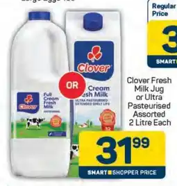 Pick n Pay Clover Fresh Milk Jug or Ultra Pasteurised Assorted 2 Litre Each offer