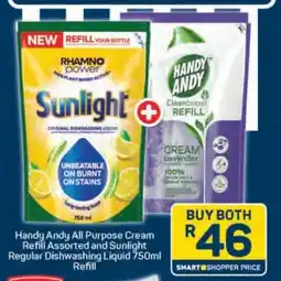 Pick n Pay Handy Andy All Purpose Cream Refill Assorted and Sunlight Regular Dishwashing Liquid 750ml Refill offer