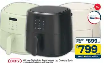 6 Litre Digital Air Fryer Assorted Colours Each