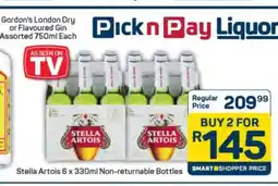 Pick n Pay Stella Artois 6 x 330ml Non-Returnable Bottles offer